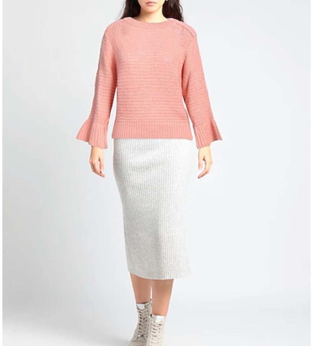 See By Chloe Blush Pink Chunky Knit Bell Sleeve Sweater